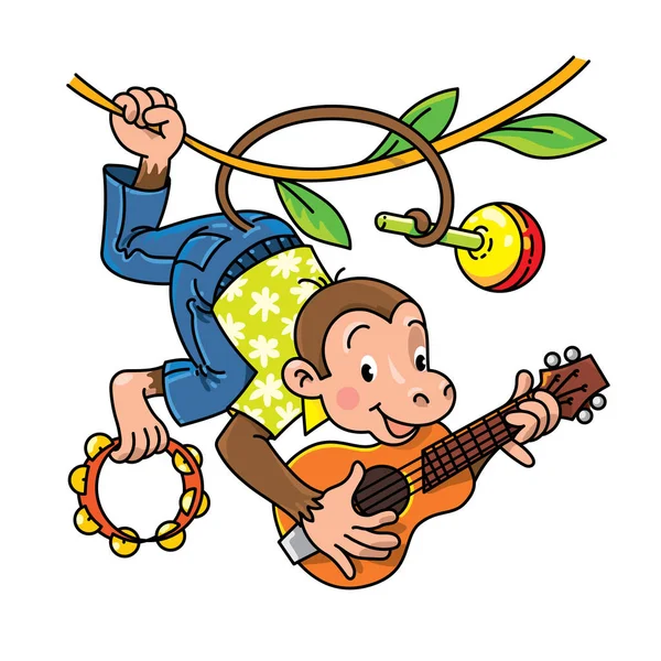Musisi monyet ABC. Alfabet M untuk anak-anak - Stok Vektor