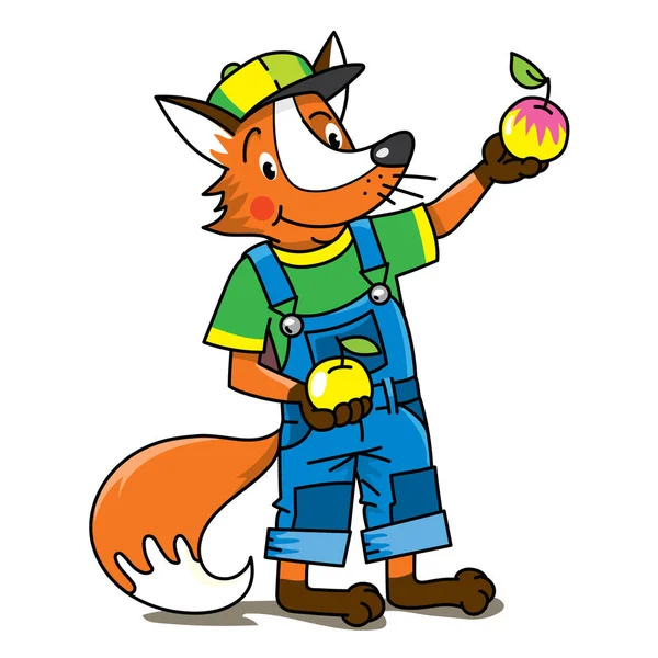 Agricultor Fox ABC alfabeto F para crianças —  Vetores de Stock