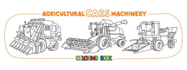 Tarım makineleri boyama kitabı komik araba seti