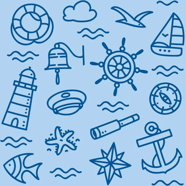 海をテーマに。シームレス面白い海の子供のパターン — ストックベクタ