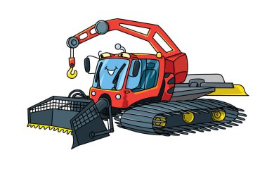 Funny Snowcat or ratrack car with eyes. clipart
