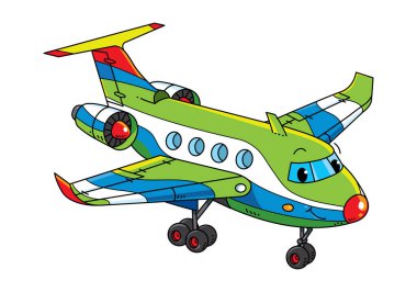 Gözleri olan komik bir jet uçağı. Çocuk resimleri