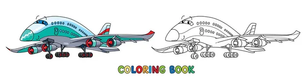 Grappig Schattig Vliegtuig Met Ogen Mond Kinderen Vector Illustratie Leuke — Stockvector