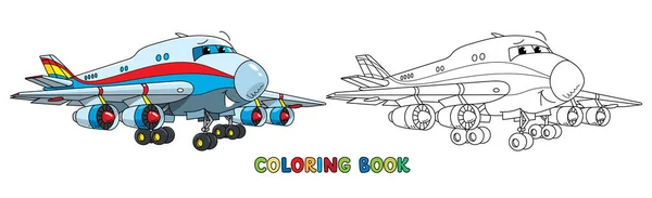 Śmieszne Ładny Samolot Towarowy Oczami Ustami Ilustracja Wektora Dziecięcego Ładny — Wektor stockowy