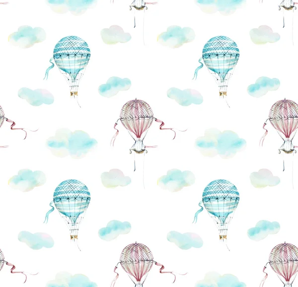 Seamless pattern with clouds. Watercolor hand drawn illustrations — Stock Photo, Image