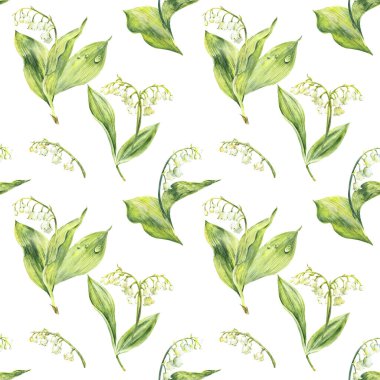 Vadideki zambakların kusursuz deseni. Suluboya el çizimi çizimi