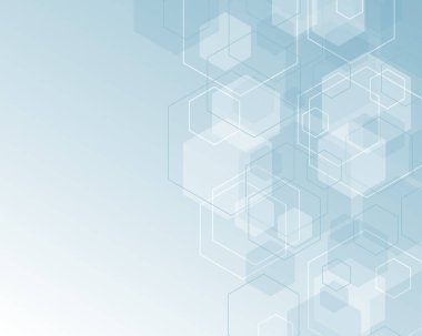 Kopyalama alanı arkaplanı olan soyut altıgen deseni, yumuşak mavi beyaz renk.