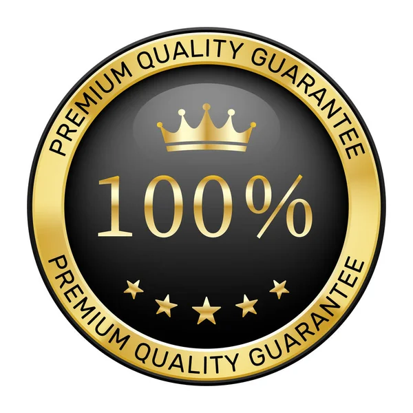 100 Premium Quality Guarantee Crown Star Gold Gradient Logo — Stock Vector
