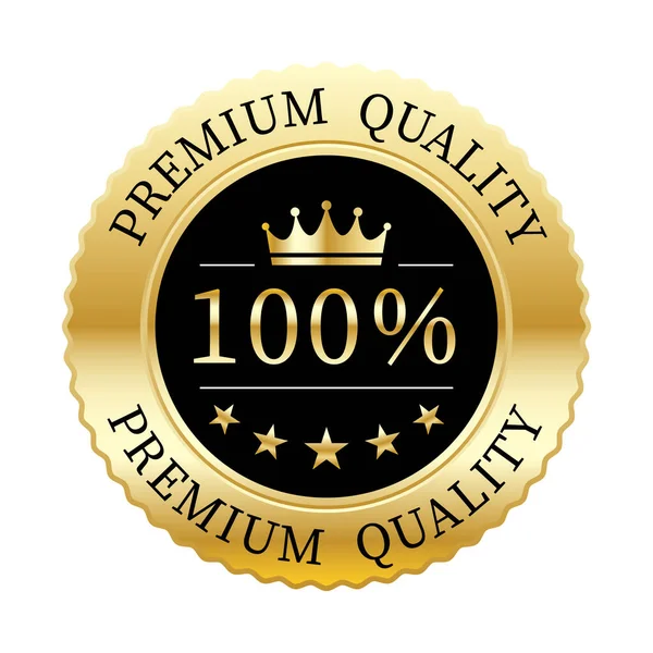 100 Coroa Qualidade Premium Estrelas Logotipo Gradiente Ouro — Vetor de Stock