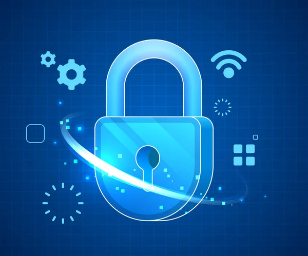 Security Data Online Iot Technology Concept Blue Lock Symbol Digital — 스톡 벡터