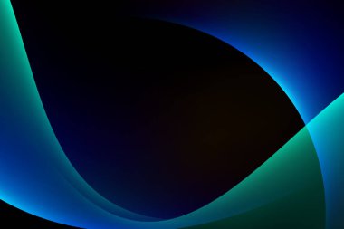 Koyu arkaplan üzerinde soyut açık mavi eğri grafiği, boşluk bileşimini kopyala.