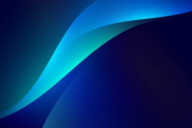 Koyu arkaplan üzerinde soyut açık mavi eğri grafiği, boşluk bileşimini kopyala.