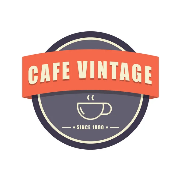 Cafe Kreis Abzeichen Mit Band Logo Vintage Stil — Stockvektor