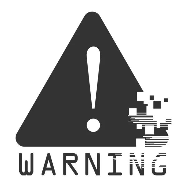 Ausrufezeichen Warnschild Und Warnwort Panne Und Crash Pixel Konzeptvektor Minimalistischer — Stockvektor