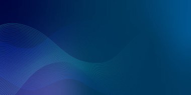 Fotokopi alanı koyu mavi arkaplan ile soyut eğri ışık çizgisi deseni.