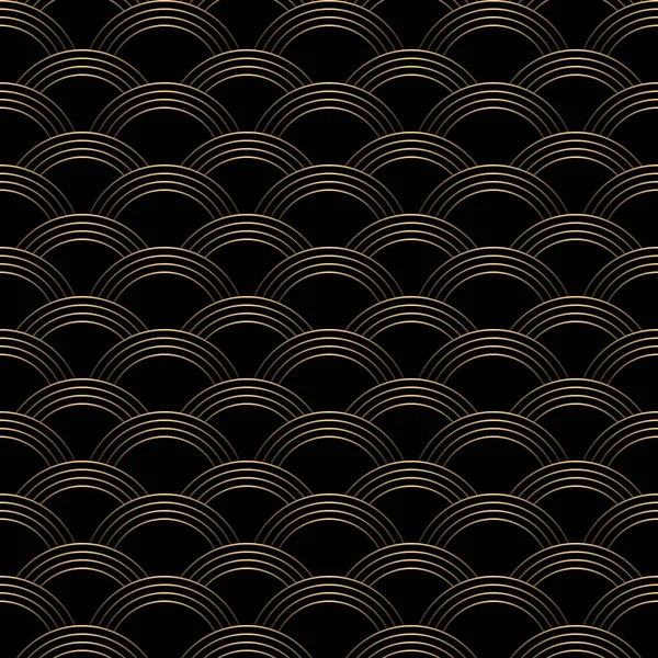 Золотой Арт Деко Линейный Геометрический Бесшовный Рисунок Черном Фоне — стоковый вектор