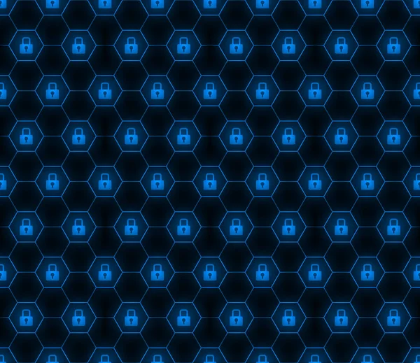 Lock Hexagon Seamless Pattern Security Wall Paper Digital Data Concept — 스톡 벡터