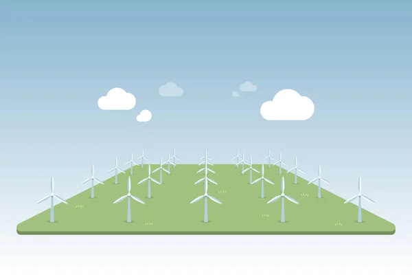 Illustrazione Della Prospettiva Isometrica Della Centrale Eolica — Vettoriale Stock