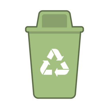 Geri dönüşüm sembollü yeşil atık kutusu.