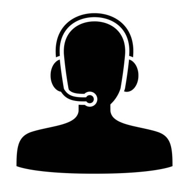 Operatör simgesi vektörü, basit ve düz tasarım, minimalist biçim, siyah renk.