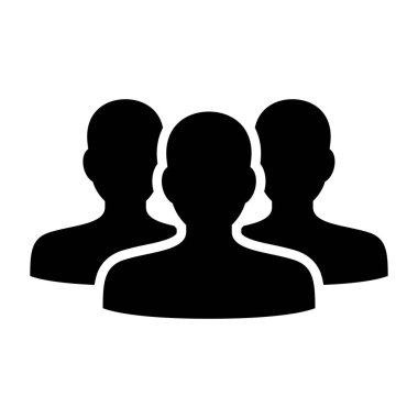 Grup simgesi vektörü, basit ve düz tasarım, minimalist biçim, siyah renk.