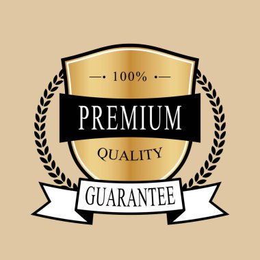 % 100 kaliteli garanti rozeti, kalkan kurdelesi ve defne altın kraliyet klasik tasarımı..