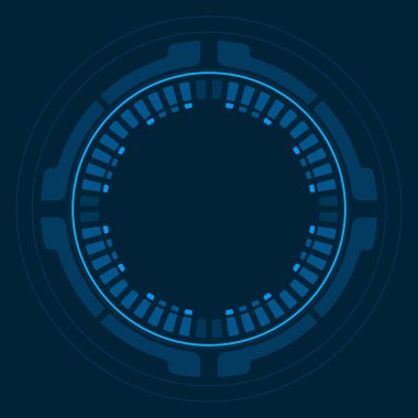 Mavi arkaplanda HUD merkez daire göstergesi.