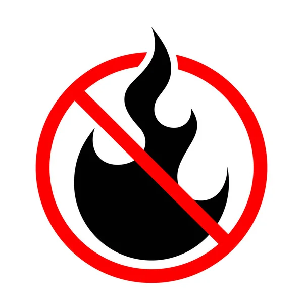 Vector Señal Prohibición Sin Fuego Silueta Llama Ilustración Diseño Simple — Archivo Imágenes Vectoriales