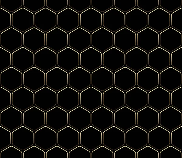 Απρόσκοπτη Μοτίβο Εξάγωνο Τέχνη Deco Γραμμή Κλίση Χρυσού Μαύρο Φόντο — Διανυσματικό Αρχείο