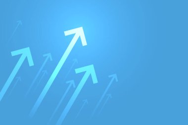 Mavi arkaplanda ok, alan bileşimini kopyala, iş büyümesi kavramı.