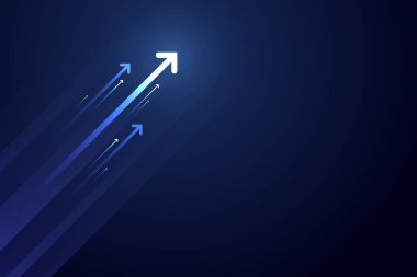 Mavi arkaplanda ok, alan bileşimini kopyala, iş büyümesi kavramı.