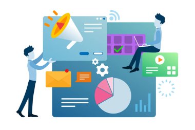 SEO analitik optimizasyon reklam illüstrasyonu.