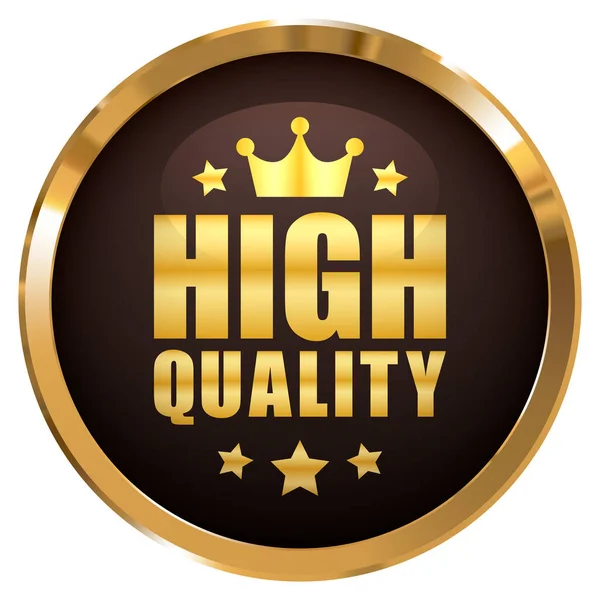 High Quality Badge Crown Stars Gold Glossy Metallic — Stock Vector