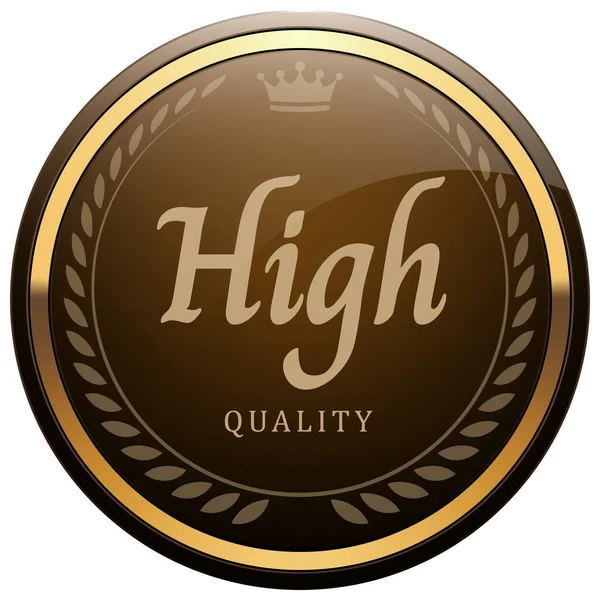 High Quality Badge Glossy Brown Metallic Gold Laurel Wreath Crown — Stock Vector