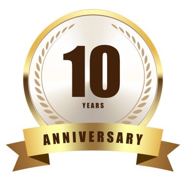 10. yıl dönümü rozeti kurdelesi gümüş metalik logo