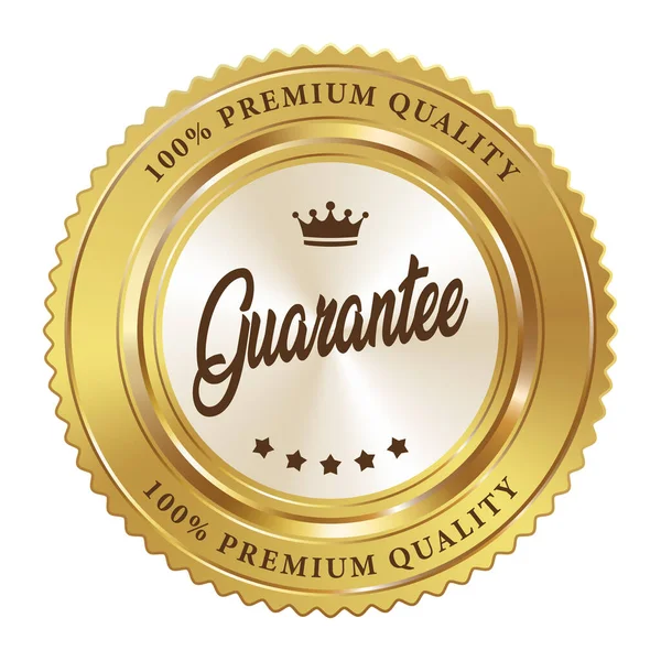 100 Premium Qualitätsgarantie Abzeichen Sterne Krone Gold Silber Metallic Luxus — Stockvektor