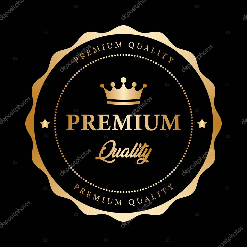 Premium quality badge crown black gold metallic round logo
