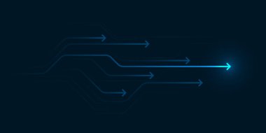 Soyut ok yönü çizimi düz tasarım uzay iş dünyası liderinin hız konseptini kopyala