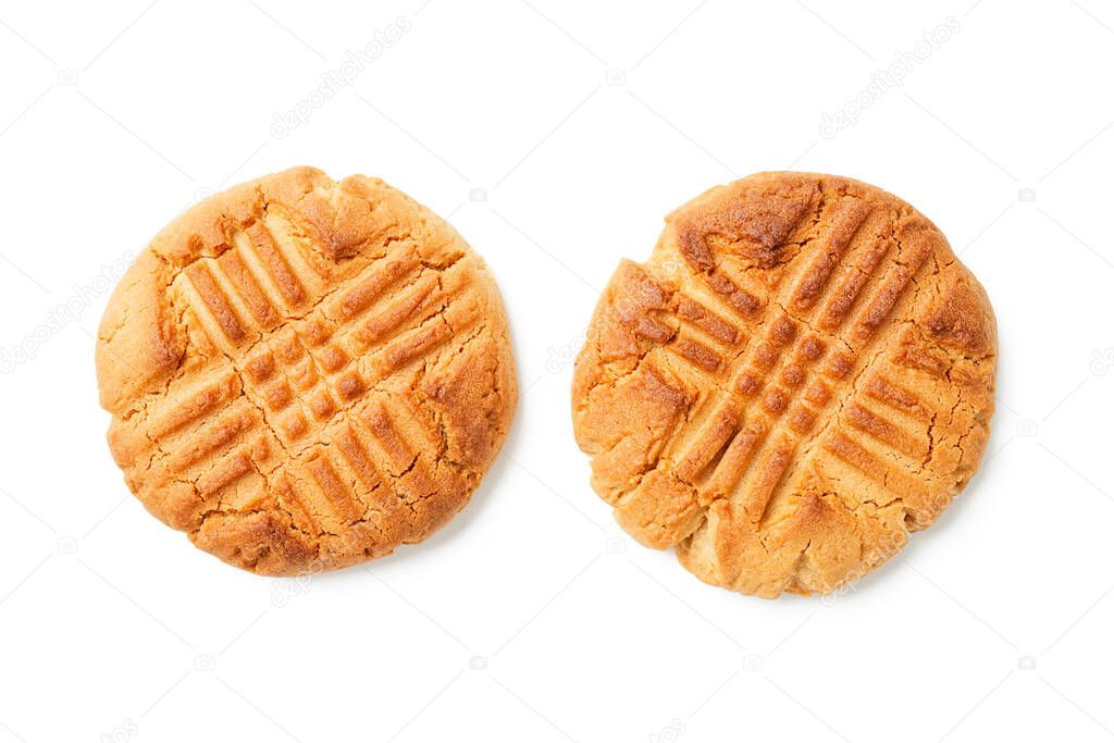 Homemade peanut butter cookies isolated on white background