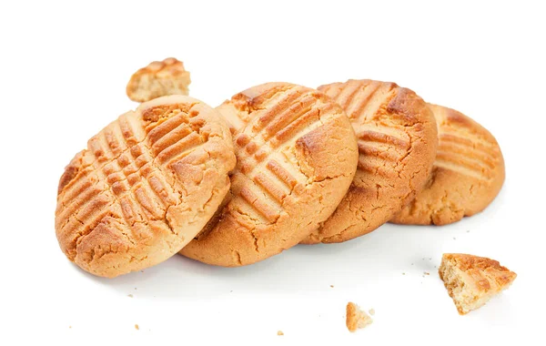 Hausgemachte Erdnussbutter Kekse Isoliert Auf Weißem Hintergrund — Stockfoto