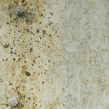 Rustik metal arka plan üzerine çatlak beyaz boya.