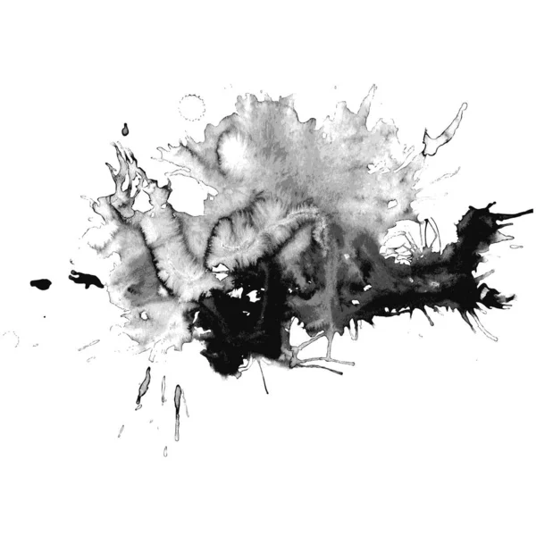 Tintenkleckse Grunge Stil Schwarz Weiß Illustration — Stockvektor