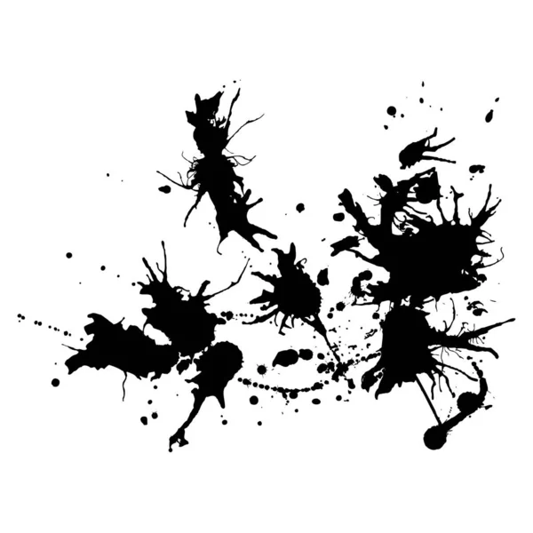 Tintenkleckse Grunge Stil Schwarz Weiß Illustration — Stockvektor