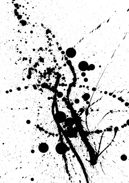 Ink splash. Grunge style black and white illustration.