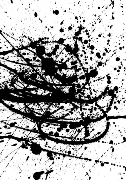 Ink splash. Grunge style black and white illustration.