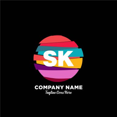Renkli şablon vektörüyle ilk logo.