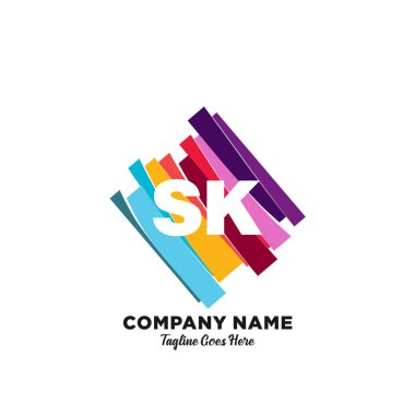 Renkli şablon vektörüyle ilk logo.