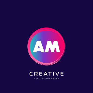 Renkli şablon vektörüyle ilk logo.