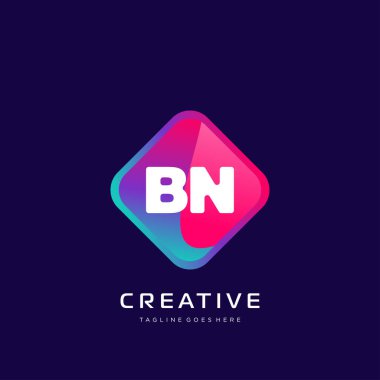 Renkli şablon vektörüyle ilk logo.