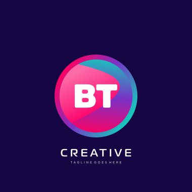 Renkli şablon vektörüyle ilk logo.